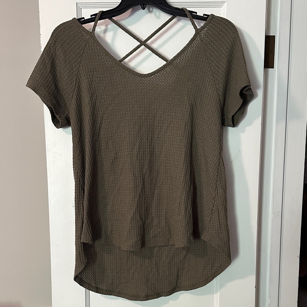 Olive Green Women's Crisscross Back Top